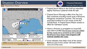 Read more about the article Update on Tropical Storm Hanna and Tropical Storm Gonzalo