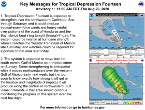 Read more about the article Tropical Depression 14 – 08/20 11 AM Update