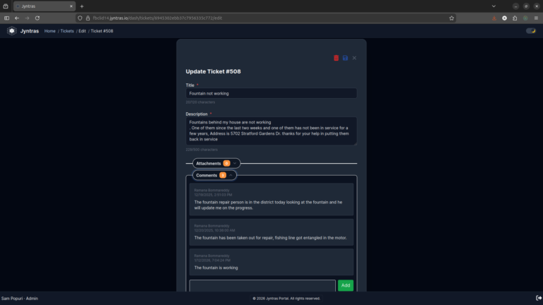 Jyntras Ticket Screen Dark Mode