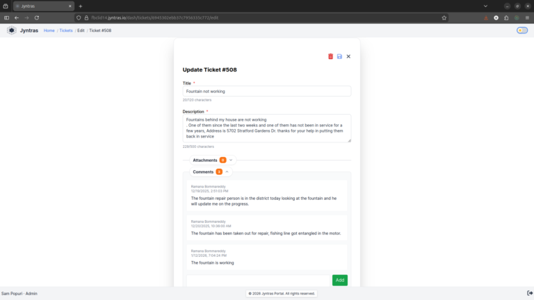 Jyntras Ticket Screen Light Mode